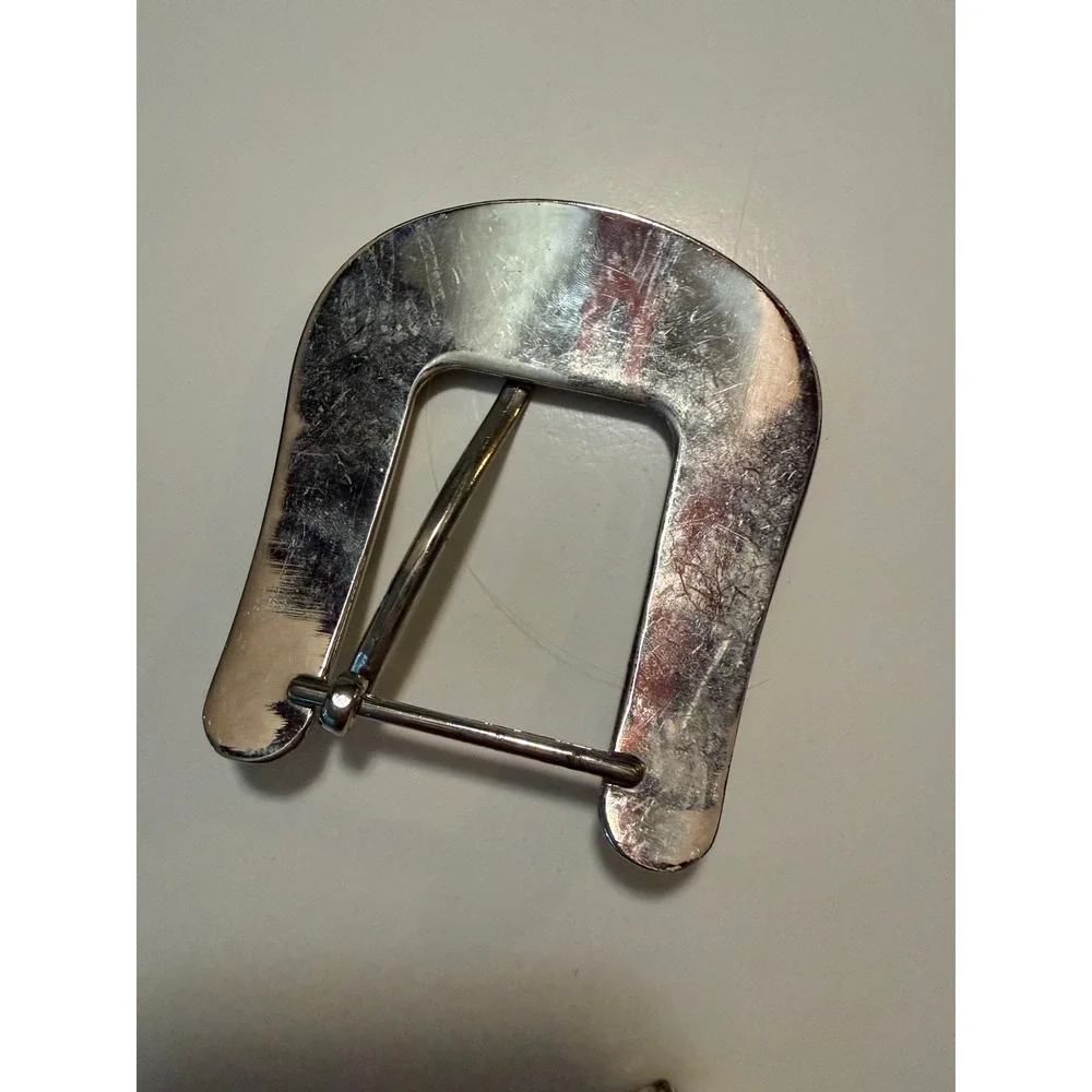 Western Silver Floral Engraved Rhinestone Belt Buckle and Keeper Set Replacement